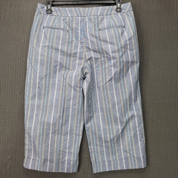Cato Womens Size 16 Blue/White Striped Cropped Capri Pants - Picture 2 of 11